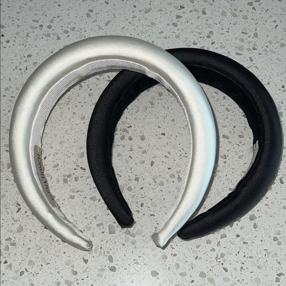 Elena Honch Padded Satin Headband Set - Silver & Black